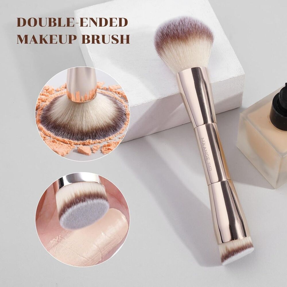 Maange 7 Pieces Gold Double Sided Kabuki Cosmetics Makeup Brushes - Picture 5 of 5